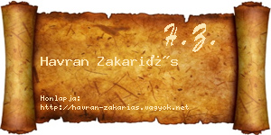 Havran Zakariás névjegykártya